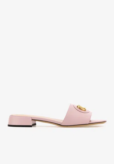 VALENTINO GARAVANI VLOGO SIGNATURE LEATHER SLIDES