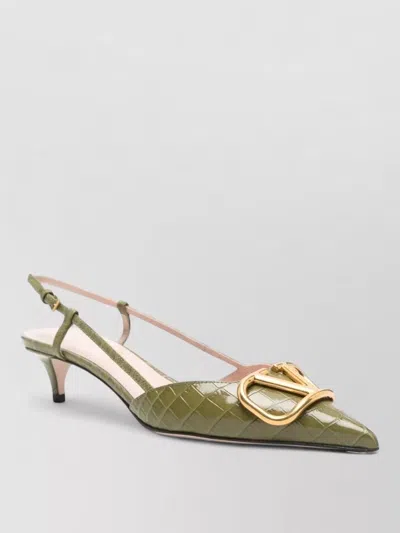 Valentino Garavani Vlogo Signature Leather Slingback Kitten Pumps