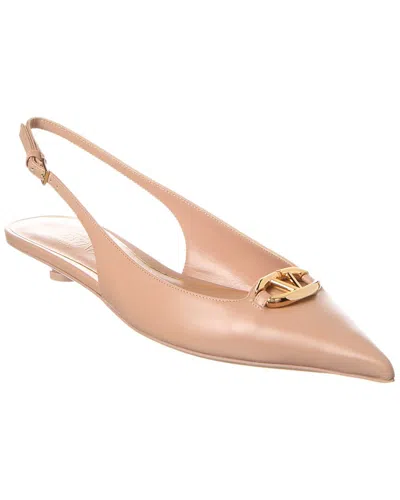 Valentino Garavani Vlogo Signature Leather Slingback Pump In Beige Rose