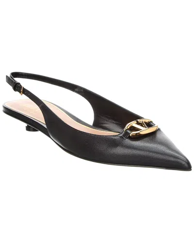 Valentino Garavani Valentino Vlogo Signature Leather Slingback Pump In Black