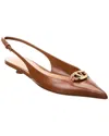Valentino Garavani Valentino Vlogo Signature Leather Slingback Pump In Brown