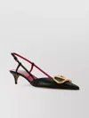 Valentino Pointed Toe Slimback Pump With Vintage-effect Brass Detail