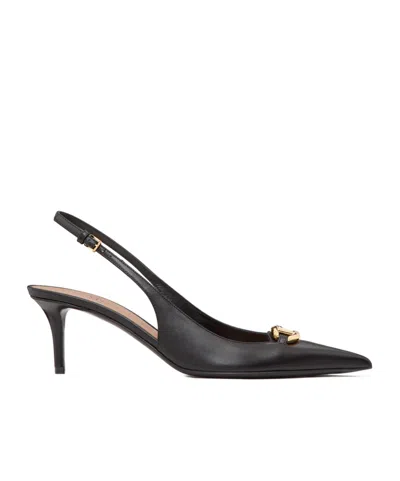Valentino Garavani Slingback Vlogo The Bold Edition Black Calfskin Pumps