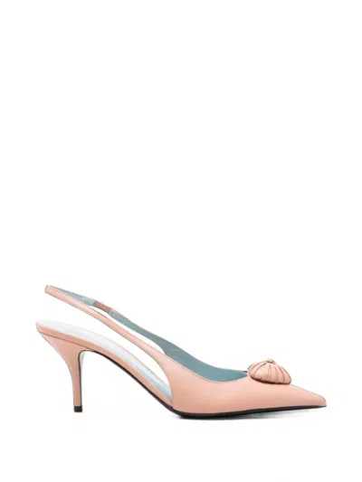Valentino Garavani Vlogo Signature Leather Slingback Pumps In Pink