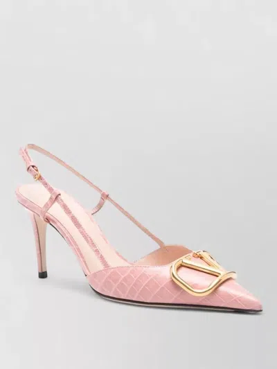 Valentino Garavani Vlogo Signature Leather Slingback Stiletto Pumps In Pink