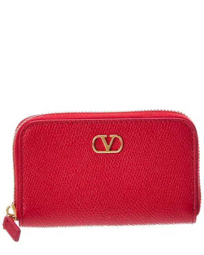 Valentino Garavani Valentino Vlogo Signature Leather Small Wallet In Red
