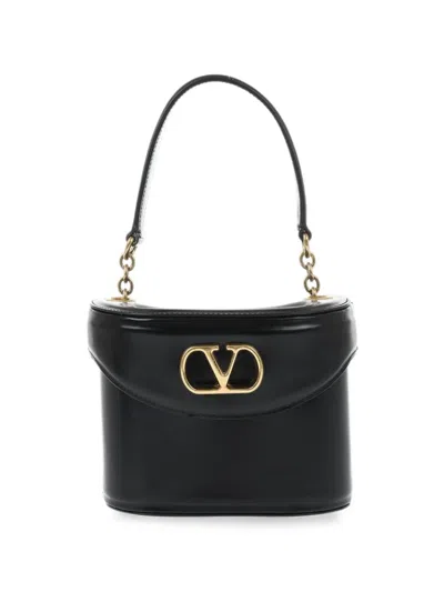 Valentino Garavani Vlogo Signature Leather Tote Bag In Black