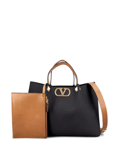 Valentino Garavani Valentino Vlogo Signature Leather Tote Bag In Camel