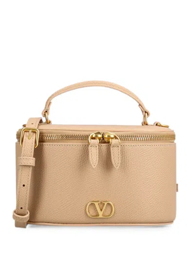 Valentino Garavani Vlogo Signature Leather Tote Bag In Neutral