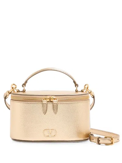 Valentino Garavani Vlogo Signature Leather Tote Bag In White