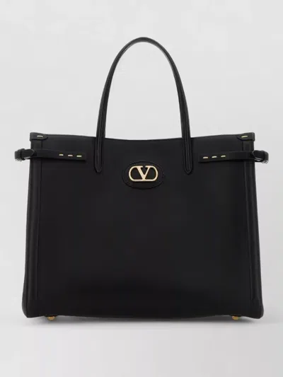 Valentino Garavani Vlogo Signature Leather Tote Shopping Bag
