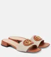 Valentino Vlogo Embellished Textured-leather And Canvas Slides In Neutrals