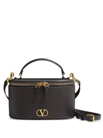 Valentino Garavani Vlogo Signature Mini Leather Vanity Bag In Black