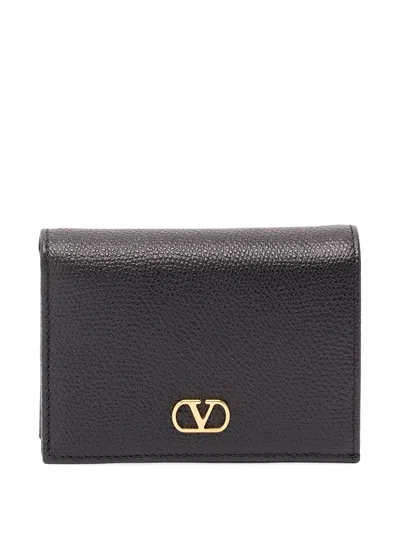 Valentino Garavani Valentino Vlogo Signature Leather Wallet In Orange