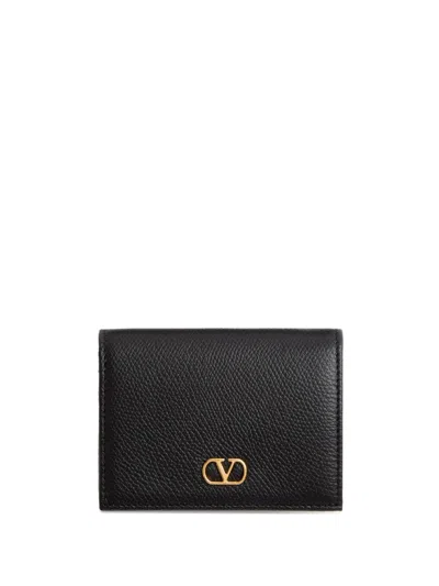 Valentino Garavani Vlogo Signature Leather Wallet In Black