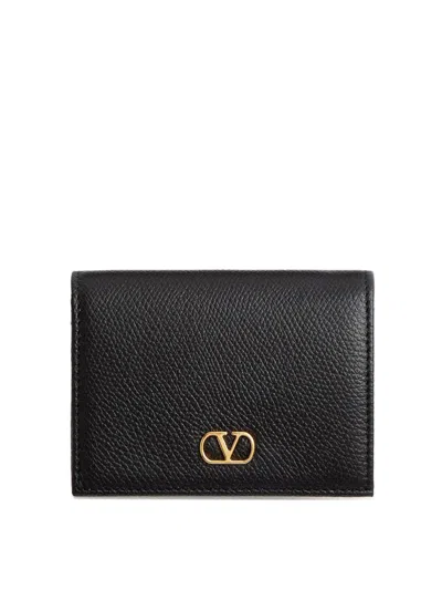 Valentino Garavani Vlogo Signature Leather Wallet In Black