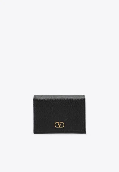 Valentino Garavani Vlogo Signature Leather Wallet In Black