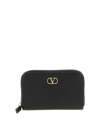 Valentino Garavani Vlogo Signature Leather Wallet In Black