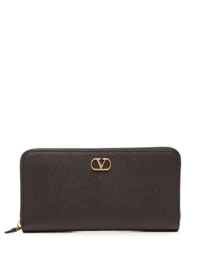Valentino Garavani Vlogo Signature Leather Wallet In Brown