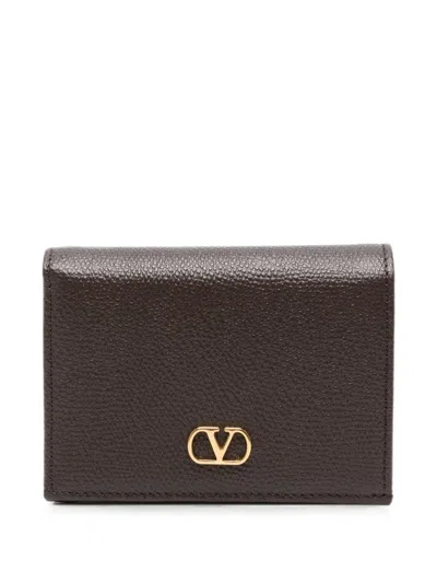 Valentino Garavani Vlogo Signature Leather Wallet In Brown