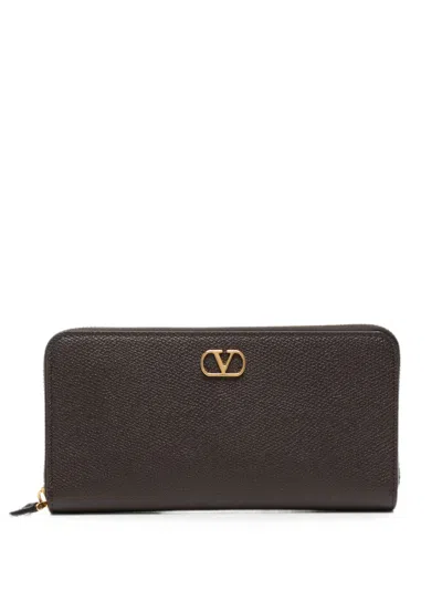 Valentino Garavani Valentino Vlogo Signature Leather Wallet In Ebonybrown