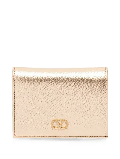 Valentino Garavani Vlogo Signature Leather Wallet In Neutral