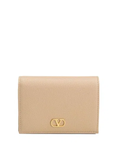 Valentino Garavani Vlogo Signature Leather Wallet In Nude