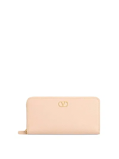Valentino Garavani Vlogo Signature Leather Wallet In Nude