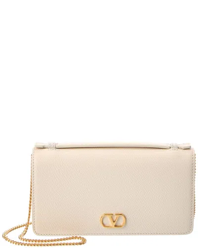 Valentino Garavani Valentino Vlogo Signature Leather Wallet On Chain In Blue
