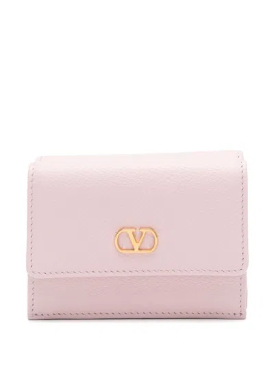 Valentino Garavani Vlogo Signature Leather Wallet In Pink