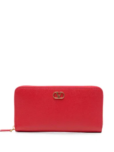 Valentino Garavani Vlogo Signature Leather Wallet In Red
