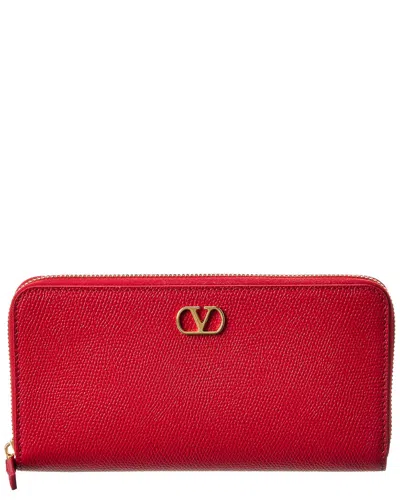 Valentino Garavani Valentino Vlogo Signature Leather Zip Around Wallet In Red