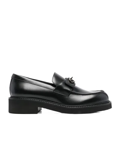 Valentino Garavani 40mm Vlogo Leather Loafers In Black