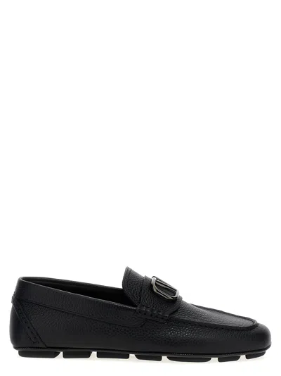 Valentino Garavani Black Vlogo Signature Driving Loafers In Nero