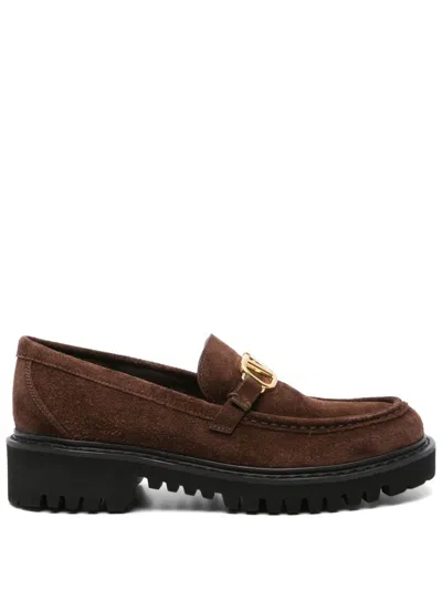 Valentino Garavani Vlogo-signature Loafers In Brown