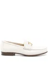 Valentino Ivory Leather Loafer With Golden Metal V Logo In White