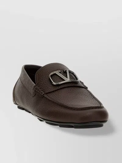 Valentino Garavani 'vlogo Signature' Loafers With Rubber Sole And Textured Leather