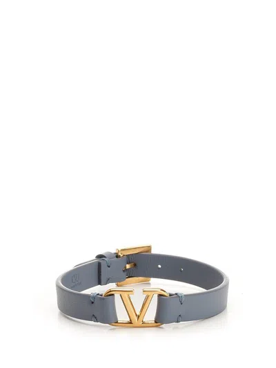 Valentino Garavani Valentino Vlogo Signature Logo Detailed Bracelet In Grey