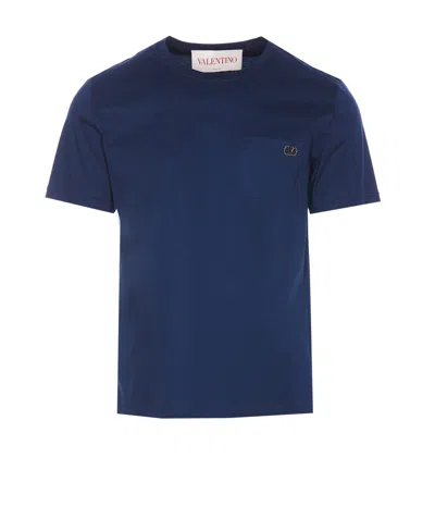 Valentino Vlogo Signature Logo T-shirt In Blue