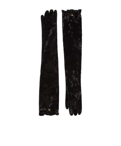 Valentino Garavani Vlogo Signature Long Chenille Gloves In Pink