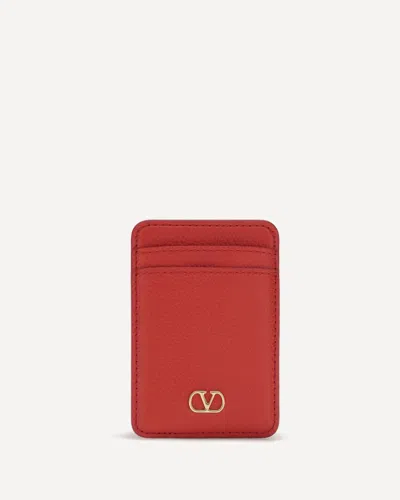Valentino Garavani Vlogo Signature Magnetic Card Holder In Red
