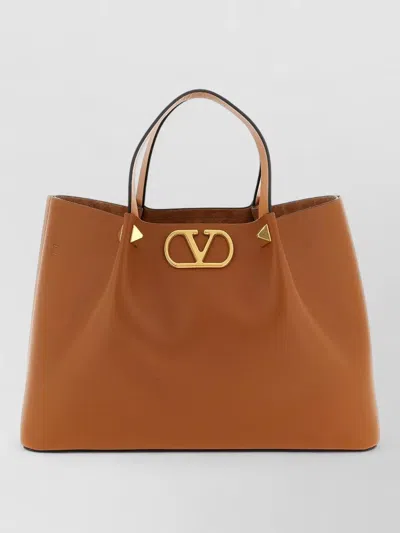 Valentino Garavani Vlogo Signature Medium Shopping Tote Bag In Brown