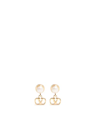 Valentino Garavani Valentino Vlogo Signature Embellished Earrings In Gold