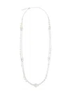 Valentino Vlogo Signature Metal Necklace With Pearls In Silver