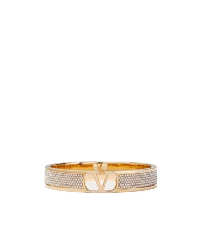 Valentino Garavani Vlogo Signature Metal And Swarovski Crystal Bangle In Gold