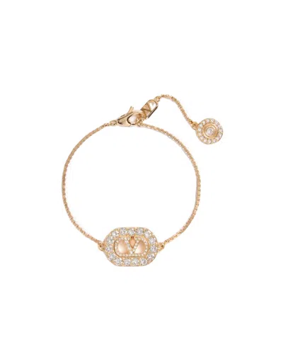 Valentino Garavani Vlogo Signature Metal And Swarovski Crystal Bracelet In Gold
