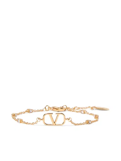 Valentino Garavani Valentino Vlogo Signature Metal And Swarovski Crystal Bracelet In Yellow