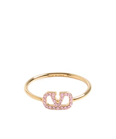 Valentino Garavani Vlogo Signature Metal And Swarovski Crystal Ring In Multi
