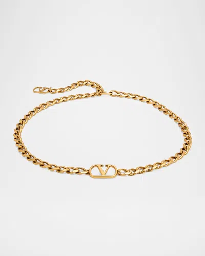 Valentino Garavani Vlogo Signature Metal Chain Belt In Antique Gold
