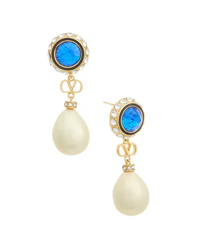 Valentino Garavani Valentino Vlogo Signature Metal Earrings In White
